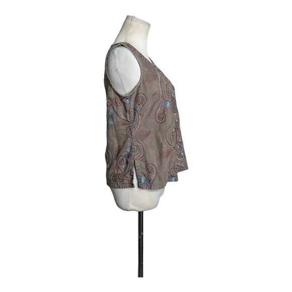 Russ Berens vintage brown embroidered tank top size Small - Picture 7 of 9